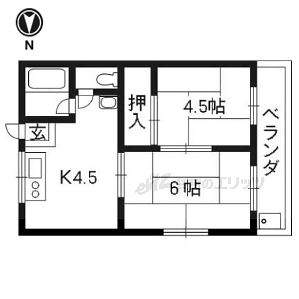 ハイツ西柿Ａ棟・Ｂ棟 A203｜京都府京都市西京区牛ケ瀬西柿町(賃貸アパート2DK・2階・30.00㎡)の写真 その2