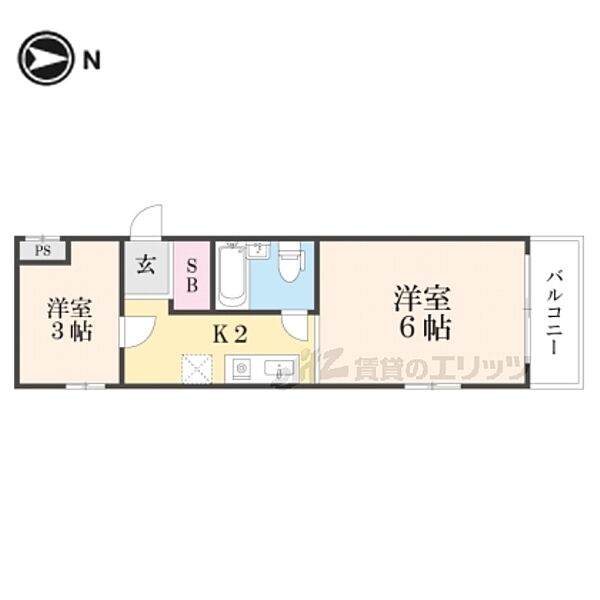 メゾン・ド・パヴィヨン ｜京都府京都市伏見区深草西浦町8丁目(賃貸マンション2K・2階・25.83㎡)の写真 その2