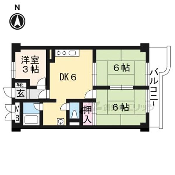 パールハイツイナリ 6011｜京都府京都市伏見区深草一ノ坪町(賃貸マンション3DK・6階・40.50㎡)の写真 その2