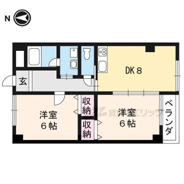 京都府京都市伏見区深草池之内町(賃貸マンション2DK・2階・50.60㎡)の写真 その2