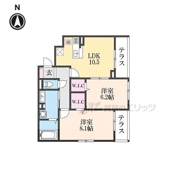 ハレレア 106｜京都府京都市伏見区羽束師菱川町(賃貸アパート2LDK・1階・59.24㎡)の写真 その2