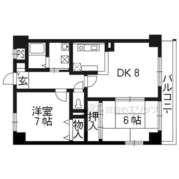 カサ・デ・高ノ手 103｜京都府京都市南区久世中久世町1丁目(賃貸マンション2LDK・1階・56.70㎡)の写真 その2