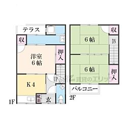 阪急京都本線 東向日駅 徒歩10分の賃貸一戸建て 1階3DKの間取り