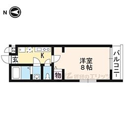 フラッティ唐橋 1Kの間取図画像
