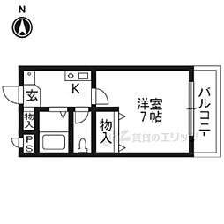 ハウスリーク381 3階1Kの間取り