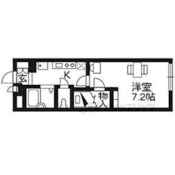 京都地下鉄東西線 石田駅 徒歩6分の賃貸マンション 2階1Kの間取り