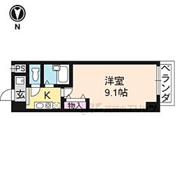 京都地下鉄東西線 椥辻駅 徒歩3分の賃貸マンション 9階1Kの間取り