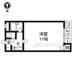 エスポワール桃山 2階1Kの間取り