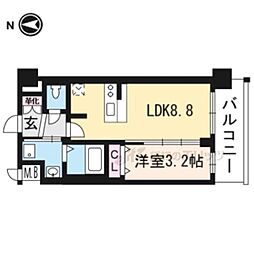 プレサンスTHEKYOTO粋都 1LDKの間取図画像