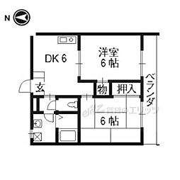アヴェニール向陽 2DKの間取図画像