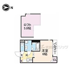 ハーモニーテラス景勝町 1Kの間取図画像