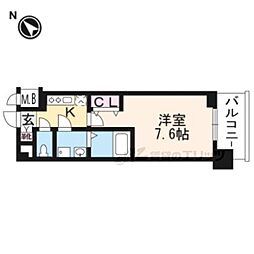 CRYSTALGLANZ京都西大路 1Kの間取図画像