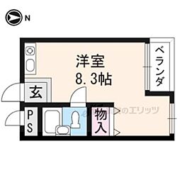 バドワール墨染 ワンルームの間取図画像