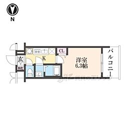 プレサンスTHEKYOTO新町通 1Kの間取図画像