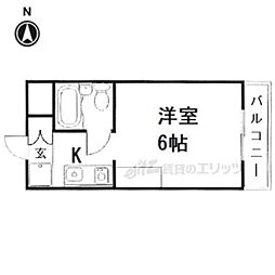 ボーン宇治1号館 1Kの間取図画像