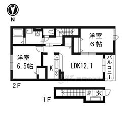 レジデンスカレントA 2LDKの間取図画像