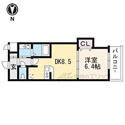 Luxe中書島 1LDKの間取図画像