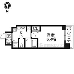 スワンズ京都七条リベルタ 1Kの間取図画像