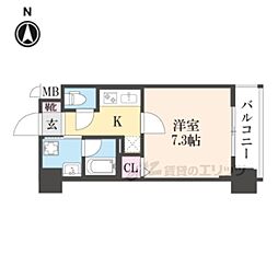 ベラジオ雅び烏丸十条2 1Kの間取図画像