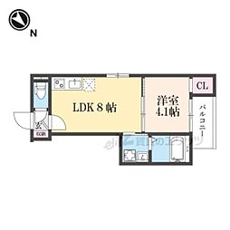 LIX京都桂川 1LDKの間取図画像