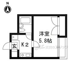 RX吉祥院 1Kの間取図画像