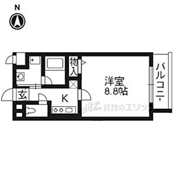 ローズコート花名 1Kの間取図画像