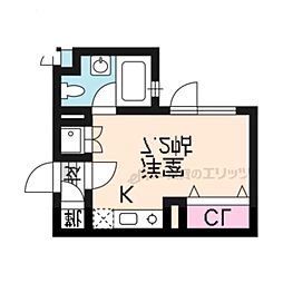 コスモスコートARAKI 1Kの間取図画像