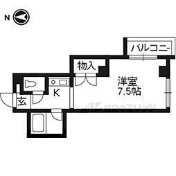 クリスタルシバタ 1Kの間取図画像
