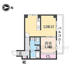 ラ・ティーダ上桂 1LDKの間取図画像