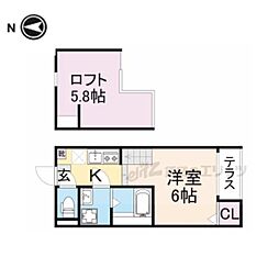 クレスト山科 ワンルームの間取図画像