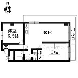 伏水ハイツ 2LDKの間取図画像
