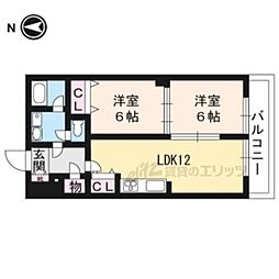 プラザ椥ノ辻 2LDKの間取図画像