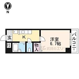 クレール山陵 1Kの間取図画像