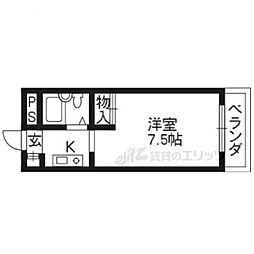 メルディアキューブ観月橋 1Kの間取図画像