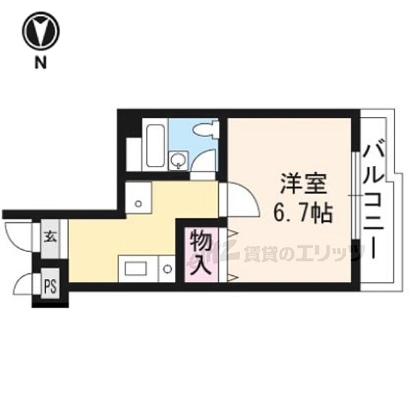 京都府京都市上京区千本通寺之内下ル花車町(賃貸マンション1K・3階・20.69㎡)の写真 その2