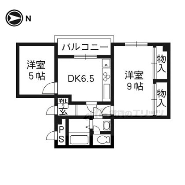 エレガンスコート下鴨 301｜京都府京都市左京区下鴨泉川町(賃貸マンション2DK・3階・48.44㎡)の写真 その2