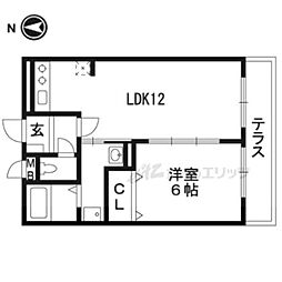 エスポワール北山II 2階1LDKの間取り