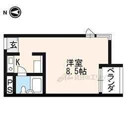 テラッセ糺の森 1Kの間取図画像