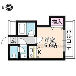 聖護院谷口マンション 3階1Kの間取り