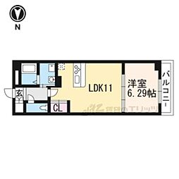 ルミエール西洞院 1階1LDKの間取り