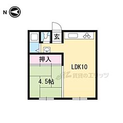 ニュー北山ビル 2階1LDKの間取り