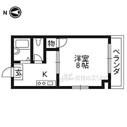 京都市営烏丸線 北山駅 徒歩3分の賃貸マンション 3階1Kの間取り