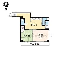 パレステート日生熊野 6階2DKの間取り