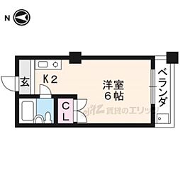 メゾン紫野 1Kの間取図画像