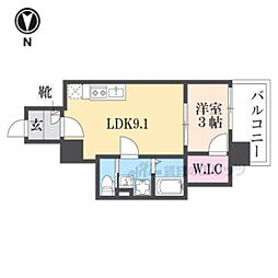 エクスフォート京都聚楽町 1LDKの間取図画像