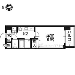 プレサンス京都御所東 1Kの間取図画像