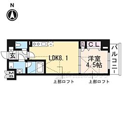 ヴィラ岡崎神宮 1DKの間取図画像