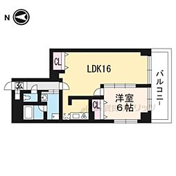 Uresidence二条城 1LDKの間取図画像