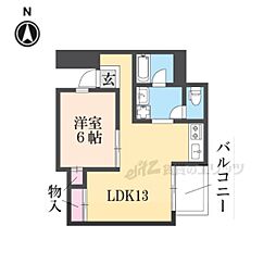 リアライズ衣笠 1LDKの間取図画像