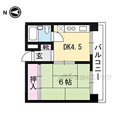 メモリー北白川 1Kの間取図画像